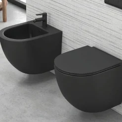 Κρεμαστό Μπιντέ Milos 50 cm Black Matt.