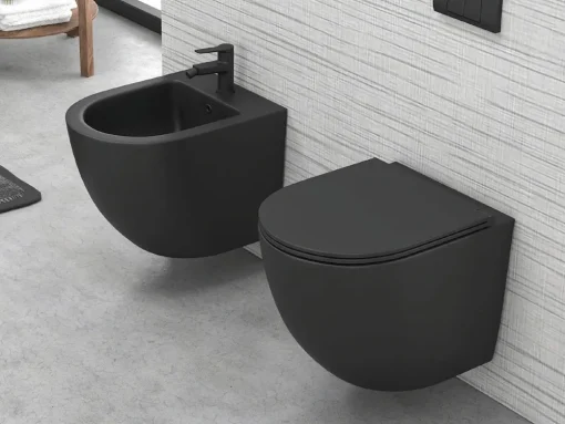 Κρεμαστό Μπιντέ Milos 50 cm Black Matt.