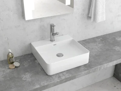 Επιτραπέζιος νιπτήρας μπάνιου LT 2177 42 x 42 cm White με υπερχείλιση.