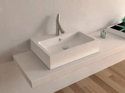 Επιτραπέζιος νιπτήρας μπάνιου Day 2001 61 x 44 cm White με υπερχείλιση.