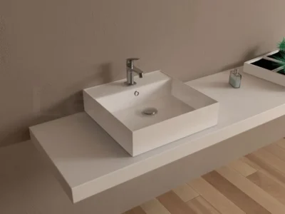 Επιτραπέζιος νιπτήρας μπάνιου Day 2025 38 x 38 cm White με υπερχείλιση.