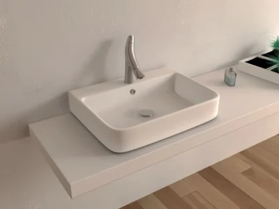 Επιτραπέζιος νιπτήρας μπάνιου Day 4025 61 x 46 cm White με υπερχείλιση.