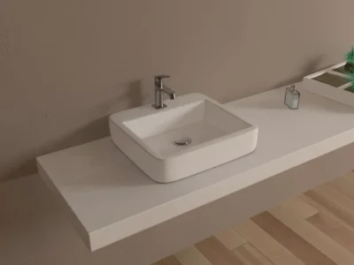 Επιτραπέζιος η Επίτοιχος νιπτήρας μπάνιου Venezia 4542 45 x 42 cm White με υπερχείλιση.