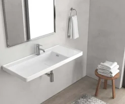 Επικαθήμενος νιπτήρας μπάνιου Quattro 8100 100 x 45 cm White με υπερχείλιση.