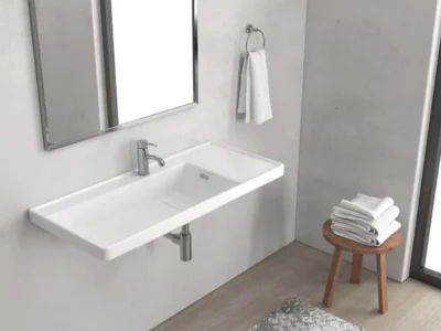 Επικαθήμενος νιπτήρας μπάνιου Quattro 8100 100 x 45 cm White με υπερχείλιση.