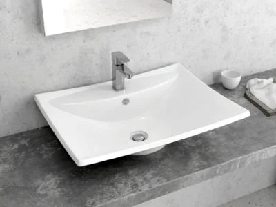 Επιτραπέζιος νιπτήρας μπάνιου LT-1015 62 x 42 cm White με υπερχείλιση.