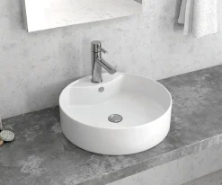 Επιτραπέζιος νιπτήρας μπάνιου LT-3018 46 x 46 cm White με υπερχείλιση.