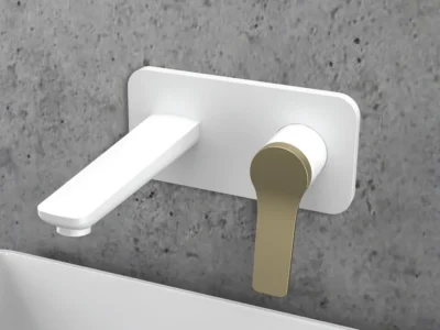 Επίτοιχη εντοιχισμένη Μπαταρία Νιπτήρα Andare WNW1480-73PHB White Matt / Bronze.