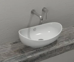 Επιτραπέζιος νιπτήρας μπάνιου Base 59 x 38 cm White με υπερχείλιση.