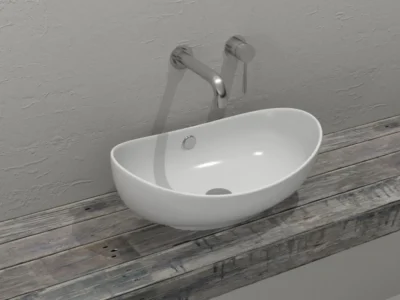 Επιτραπέζιος νιπτήρας μπάνιου Base 59 x 38 cm White με υπερχείλιση.