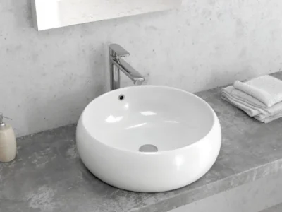 Επιτραπέζιος νιπτήρας μπάνιου LT-104 44 x 44 cm White με υπερχείλιση.