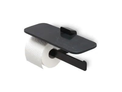 Χαρτοθήκη διπλή με εταζέρα επιτοίχιας τοποθέτησης Geesa Shift Black Matt 9948-400