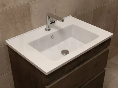 Επικαθήμενος νιπτήρας επίπλων μπάνιου Milan 65 x 45 cm White με υπερχείλιση.