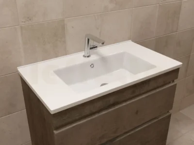 Επικαθήμενος νιπτήρας επίπλων μπάνιου Milan 80 x 45 cm White με υπερχείλιση.