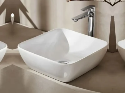 Επιτραπέζιος νιπτήρας μπάνιου Por 40 x 40 cm White χωρίς υπερχείλιση.