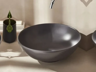 Επιτραπέζιος νιπτήρας μπάνιου Tol 40 x 40 cm Antracita Matt χωρίς υπερχείλιση.