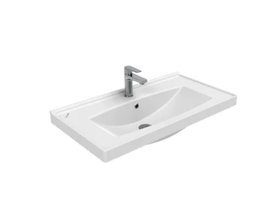 Επικαθήμενος νιπτήρας επίπλων μπάνιου Superior 85 x 45 cm White με υπερχείλιση.