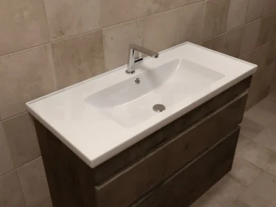 Επικαθήμενος νιπτήρας επίπλων μπάνιου Idea 100 x 45 cm White με υπερχείλιση.