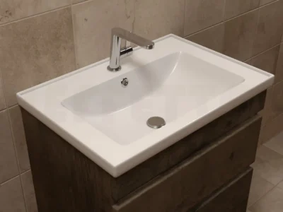 Επικαθήμενος νιπτήρας επίπλων μπάνιου Idea 65 x 45 cm White με υπερχείλιση