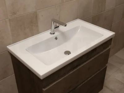 Επικαθήμενος νιπτήρας επίπλων μπάνιου Idea 82 x 45 cm White με υπερχείλιση