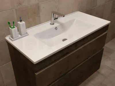 Επικαθήμενος νιπτήρας επίπλων μπάνιου Light 100 x 45 cm White με υπερχείλιση.