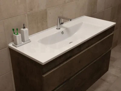 Επικαθήμενος νιπτήρας επίπλων μπάνιου Light 120 x 45 cm White με υπερχείλιση.