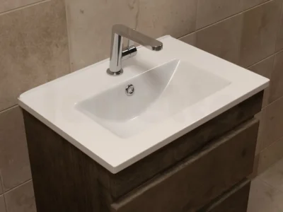 Επικαθήμενος νιπτήρας επίπλων μπάνιου Light 55 x 36 cm White με υπερχείλιση.