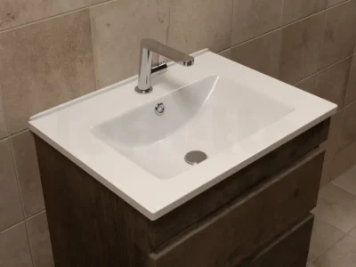 Επικαθήμενος νιπτήρας επίπλων μπάνιου Light 60 x 45 cm White με υπερχείλιση.