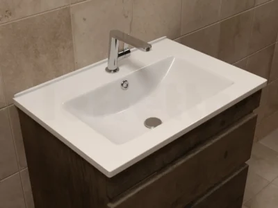 Επικαθήμενος νιπτήρας επίπλων μπάνιου Light 65 x 45 cm White με υπερχείλιση.