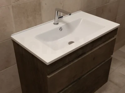 Επικαθήμενος νιπτήρας επίπλων μπάνιου Light 80 x 45 cm White με υπερχείλιση