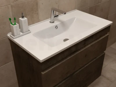 Επικαθήμενος νιπτήρας επίπλων μπάνιου Light 85 x 45 cm White με υπερχείλιση