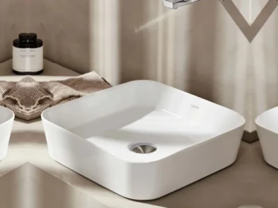 Επιτραπέζιος νιπτήρας μπάνιου Loop LP-040 40 x 40 cm White χωρίς υπερχείλιση.