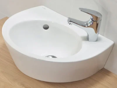 Επιτοίχιος η Επιτραπέζιος νιπτήρας μπάνιου , με υπερχείλιση από Υαλώδη πορσελάνη Pop Art 55 x 46 cm