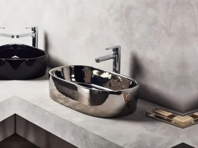 Επιτραπέζιος νιπτήρας μπάνιου Corona 55 x 35 cm Silver χωρίς υπερχείλιση.