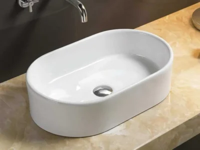 Επιτραπέζιος νιπτήρας μπάνιου Corona 55 x 35 cm White χωρίς υπερχείλιση.