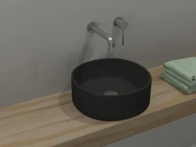 Επιτραπέζιος νιπτήρας μπάνιου Style 40 x 40 cm Black Matt χωρίς υπερχείλιση.