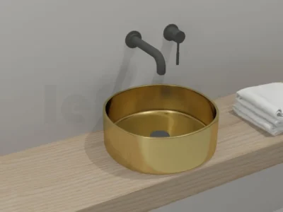 Επιτραπέζιος νιπτήρας μπάνιου Style 40 x 40 cm Gold χωρίς υπερχείλιση.