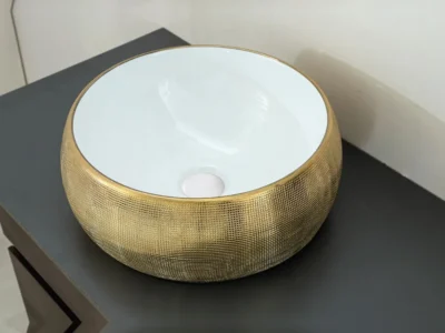 Επιτραπέζιος νιπτήρας μπάνιου Arte 500004 40 x 40 cm White Gold χωρίς υπερχείλιση.