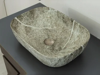 Επιτραπέζιος νιπτήρας μπάνιου Marmo 500007 46 x 32 cm Stone Grey χωρίς υπερχείλιση