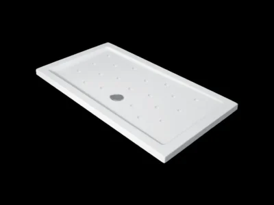 Ντουζιέρα από υαλώδη πορσελάνη Flat-03 90 x 72 cm, με συνολικό ύψος 6,50 cm.
