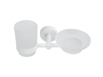 ΠοτηροΣαπουνοθήκη κρυστάλλινη επιτοίχιας τοποθέτησης Uno 185366 White Matt