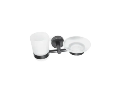 Ποτηροθήκη/Σαπουνοθήκη κρυστάλλινη επιτοίχιας τοποθέτησης Uno 185355 Black Matt