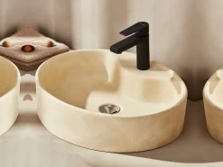 Επιτραπέζιος συνθετικός νιπτήρας μπάνιου Fontana 052 52 x 42 cm Beige χωρίς υπερχείλιση.