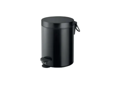 Μεταλλικό καλάθι μπάνιου με επιδαπέδια τοποθέτηση 639068 Black Matt με χωρητικότητα 5 Lit και Κάλυμμα Soft Close.