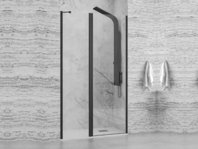 Καμπίνα ντουζιέρας από Τοίχο σε Τοίχο με Διαφανές Κρύσταλλο ασφαλείας Panex 400 CL Black Matt 120 cm.