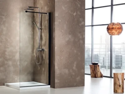 Διαχωριστικό ντουζιέρας με Διαφανές κρύσταλλο ασφαλείας Iwis WD Black Matt 70 x 185 cm.