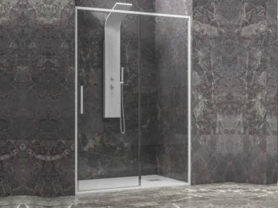 Συρόμενη πόρτα ντουζιέρας με κρύσταλλο ασφαλείας Lea 400 CL White Matt 120 x 200 cm.