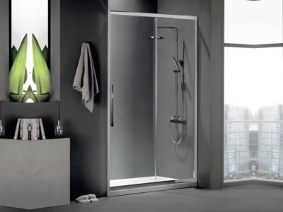 Καμπίνα ντουζιέρας από Τοίχο σε Τοίχο με Διαφανές Κρύσταλλο ασφαλείας Flow Slider-1 130 cm.