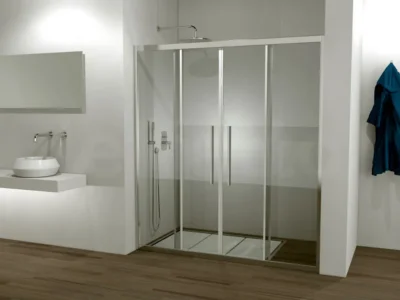 Καμπίνα ντουζιέρας από Τοίχο σε Τοίχο με Διαφανές Κρύσταλλο ασφαλείας Flow Slider-2 Chrome 160 cm.