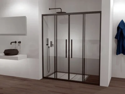 Καμπίνα ντουζιέρας από Τοίχο σε Τοίχο με Διαφανές Κρύσταλλο ασφαλείας Flow Slider-2 Chrome 180 cm.